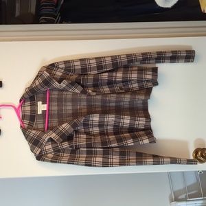 Plaid Semi-Cropped Knitted Blazer